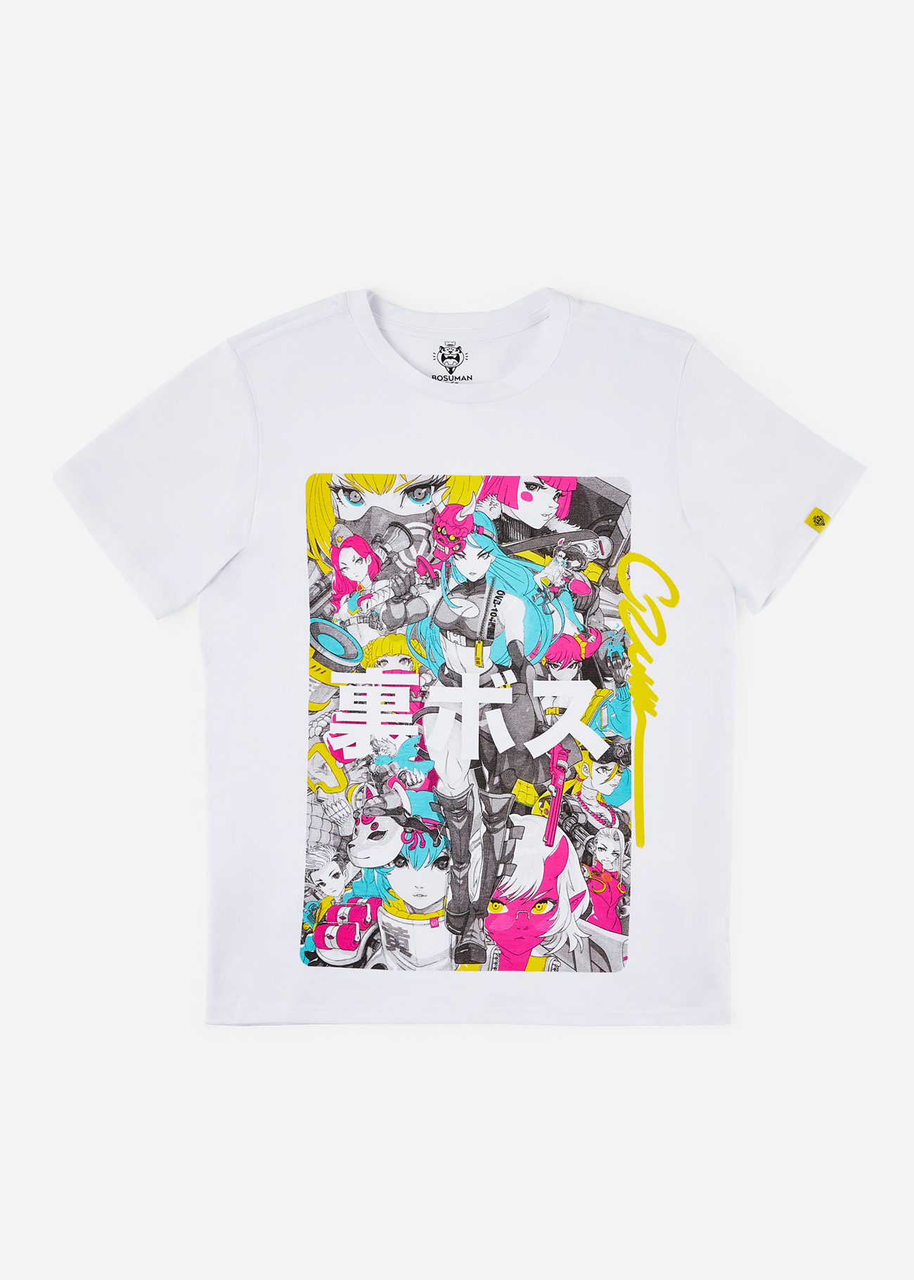 An anime tshirt featuring a cmyk inspired graphic on the front! Get your anime fix with our high-quality cotton clothing and shirts, perfect for any fan.