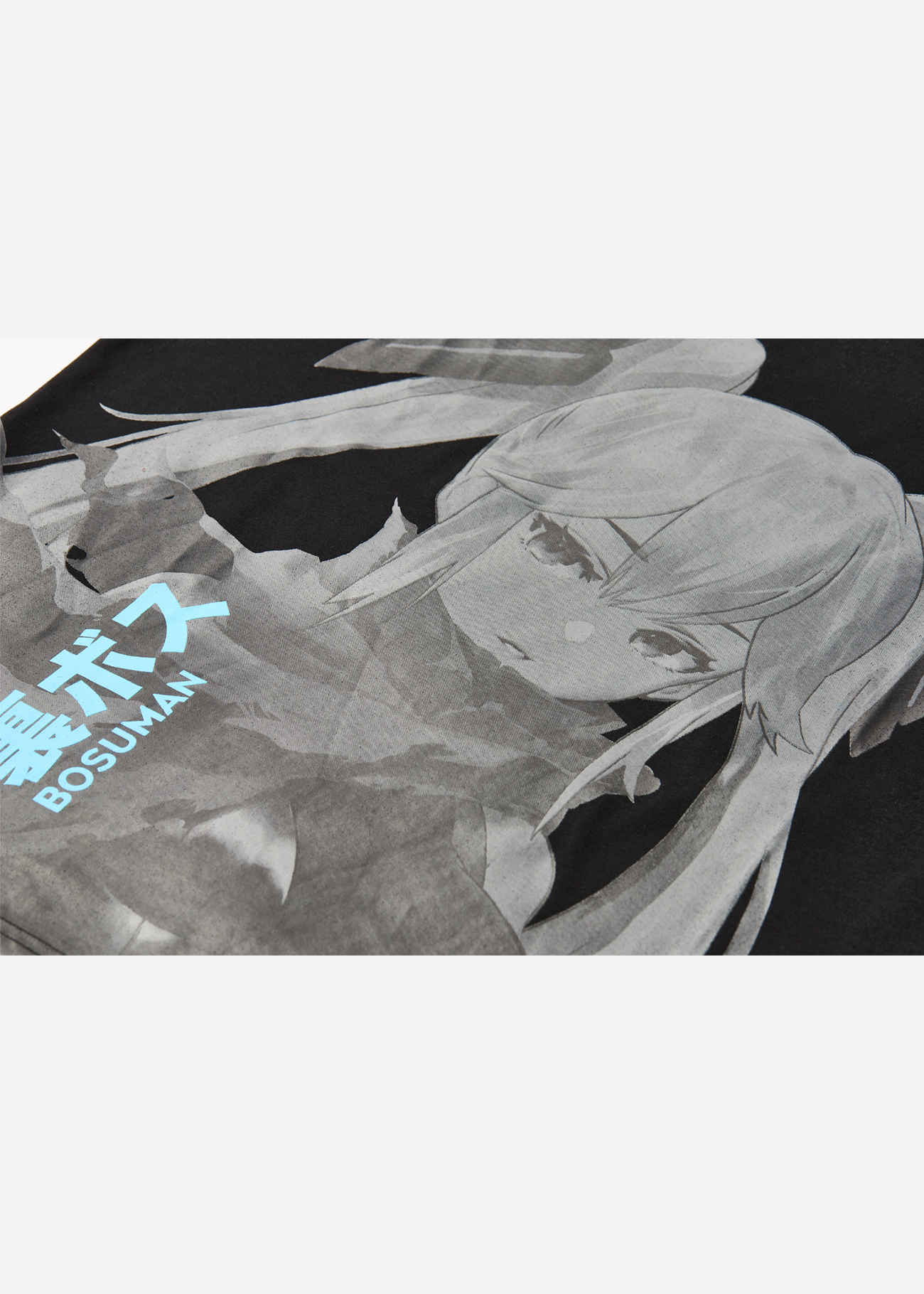 A graphic tee with a ninja girl waifu depicted on the front, an anime t-shirt