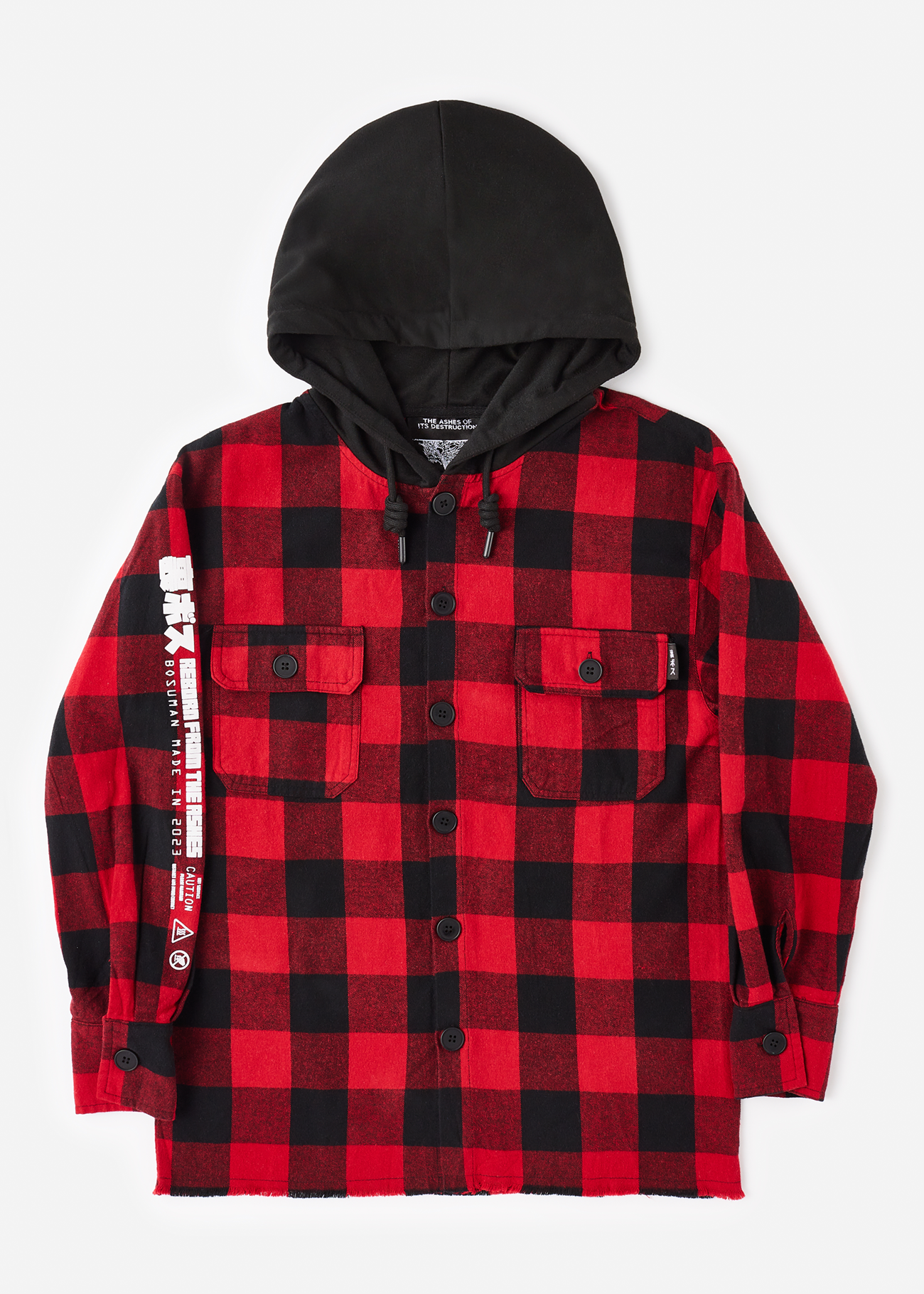 Front photo of Phoenix Flannel - Anime clothing depicting a Phoenix in screen print on the back