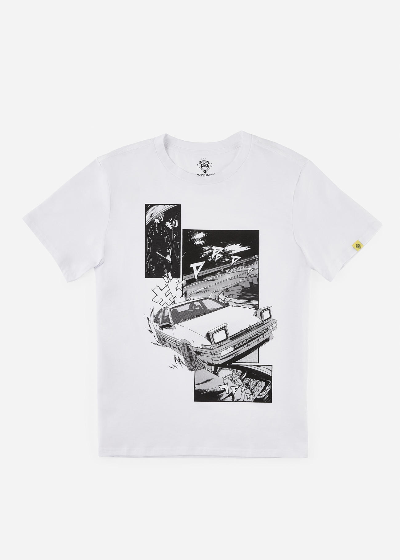 Front photo of the Touge anime shirt design, featuring a car racing downhill in an anime setting
