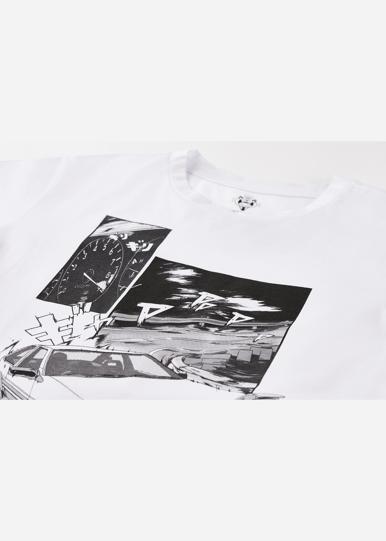 Front photo of the Touge anime shirt design, featuring a car racing downhill in an anime setting