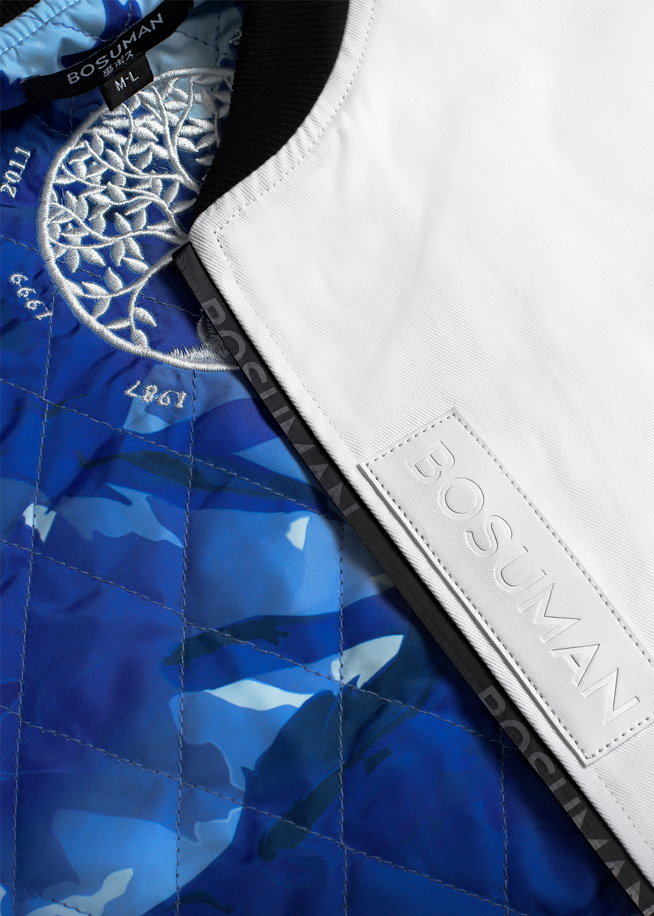 Close up of the embossed leather on the Rabbit Zodiac Jacket