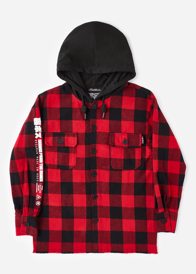 Front photo of Phoenix Flannel - Anime clothing depicting a Phoenix in screen print on the back